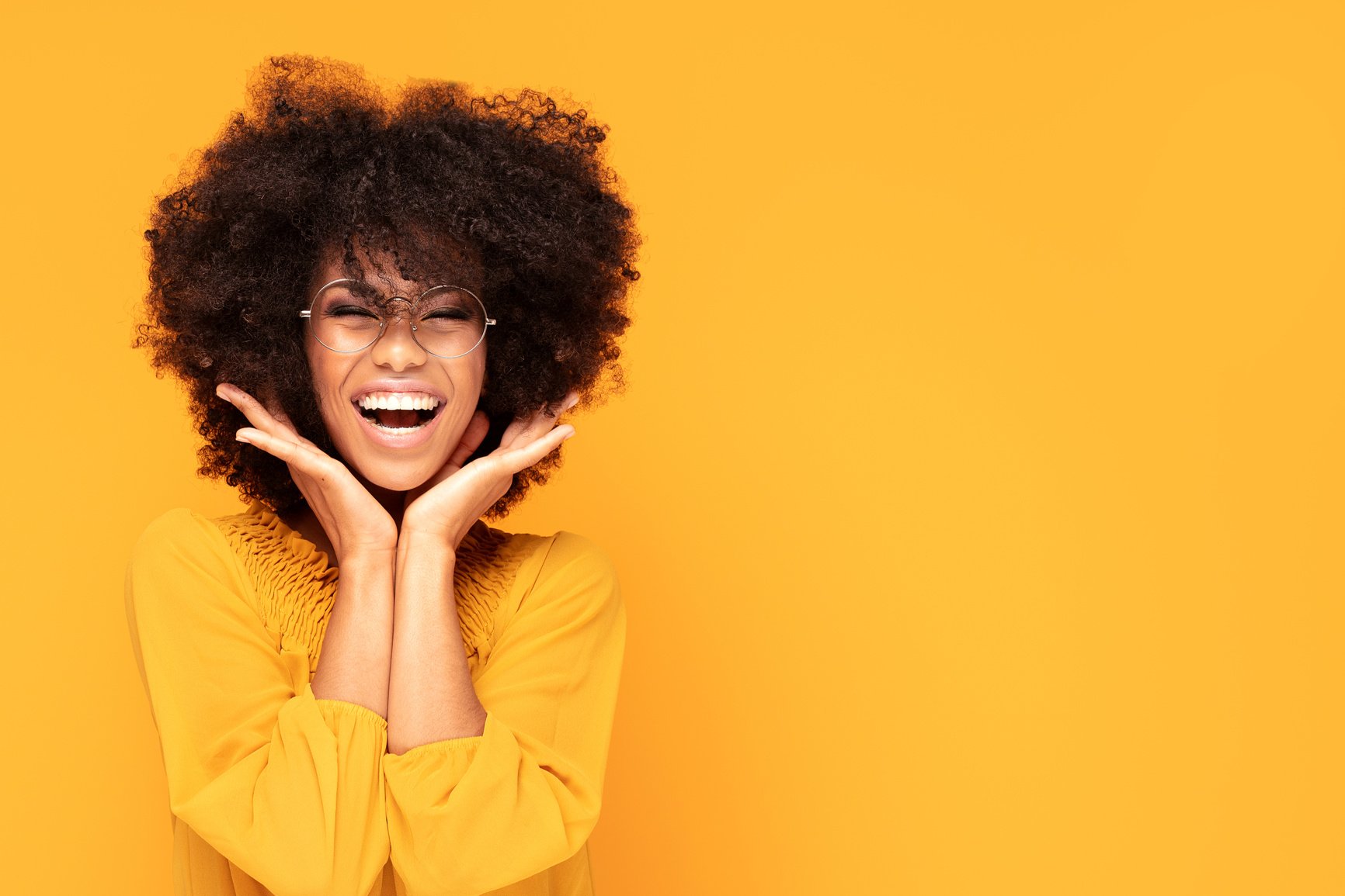 Happy afro woman with beautiful smile.